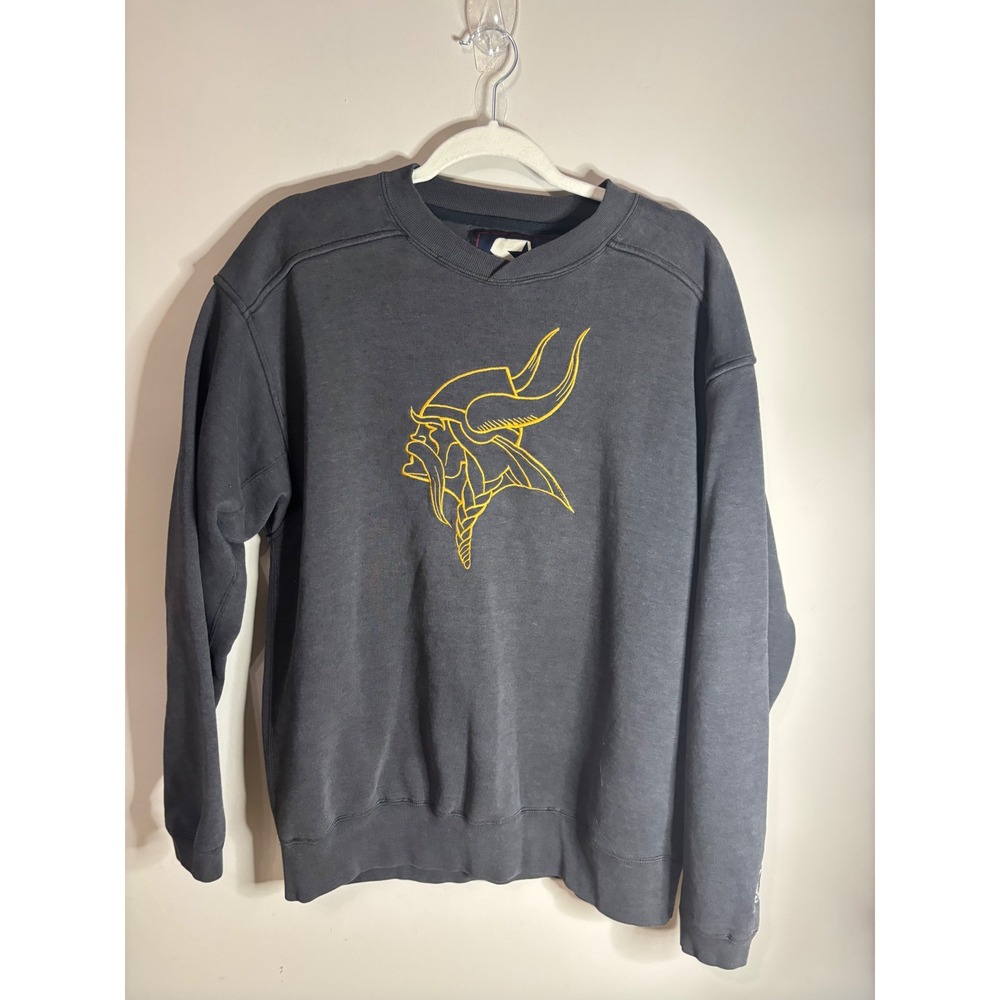 Vintage Starter‎ Minnesota Vikings Sweatshirt Mens M Gray Embroidered Pullover